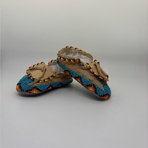 Beaded Moccasins with Colorful Design Natural